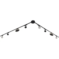 Railsysteem met 6 spots en 2 plafondlampen zwart 1-fase - Magnetic Lance Puk