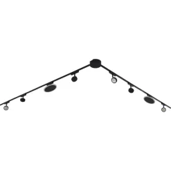 Railsysteem met 6 spots en 2 plafondlampen zwart 1-fase - Magnetic Lance Puk