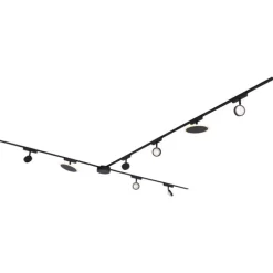 Railsysteem met 6 spots en 2 plafondlampen zwart 1-fase - Magnetic Lance Puk