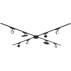 Railsysteem met 6 spots en 2 plafondlampen zwart 1-fase - Magnetic Lance Puk