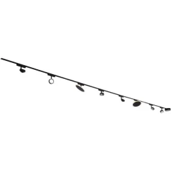 Railsysteem met 6 spots en 2 plafondlampen zwart 1-fase - Magnetic Lance Puk