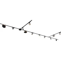 Railsysteem met 8 spots en 4 plafondlampen zwart 1-fase - Magnetic Lance Puk