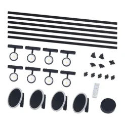 Railsysteem met 8 spots en 4 plafondlampen zwart 1-fase - Magnetic Lance Puk