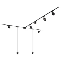 Railsysteem met 6 spots en 2 hanglampen zwart 1-fase - Magnetic Eggy