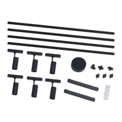 Railsysteem met 6 spots en 2 plafondlampen zwart 1-fase - Magnetic Gert Puntua