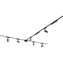 Railsysteem met 6 spots en 2 plafondlampen zwart 1-fase - Magnetic Gert Puntua
