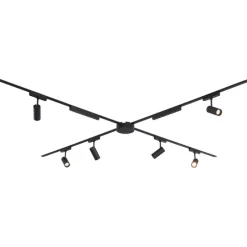 Railsysteem met 6 spots en 2 plafondlampen zwart 1-fase - Magnetic Gert Puntua