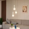 Retro hanglamp beige met mat glas 3-lichts - Fedde
