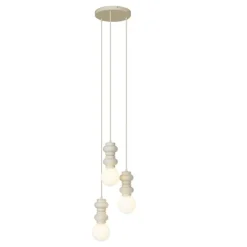 Retro hanglamp beige met mat glas 3-lichts - Fedde