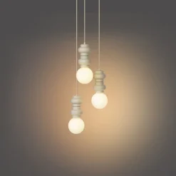 Retro hanglamp beige met mat glas 3-lichts - Fedde