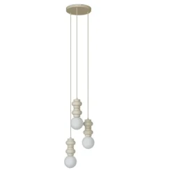 Retro hanglamp beige met mat glas 3-lichts - Fedde