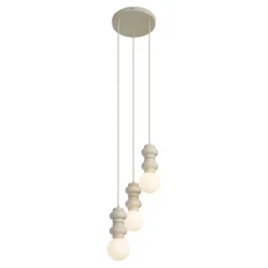 Retro hanglamp beige met mat glas 3-lichts - Fedde