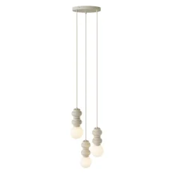 Retro hanglamp beige met mat glas 3-lichts - Fedde