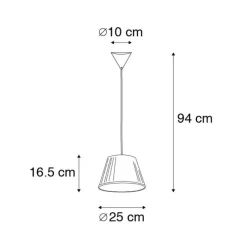 Retro hanglamp crème 25 cm - Plisse