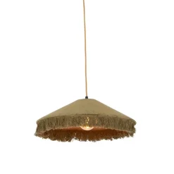 Retro hanglamp groen velours met franjes - Frills