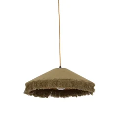 Retro hanglamp groen velours met franjes - Frills