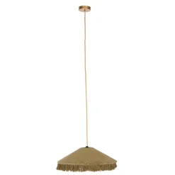 Retro hanglamp groen velours met franjes - Frills