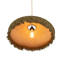 Retro hanglamp groen velours met franjes - Frills