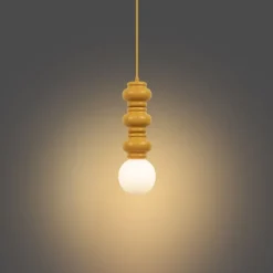 Retro hanglamp okergeel met mat glas - Fedde