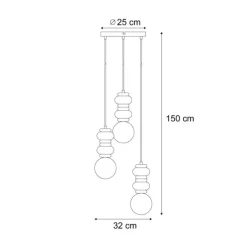 Retro hanglamp okergeel met mat glas 3-lichts - Fedde