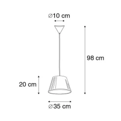 Retro hanglamp wit 35 cm - Plisse