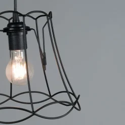 Retro hanglamp zwart 25 cm - Granny Frame