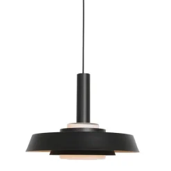 Retro hanglamp zwart en goud met glazen binnenkant - Flinter