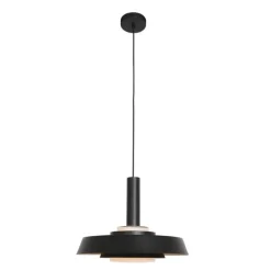 Retro hanglamp zwart en goud met glazen binnenkant - Flinter