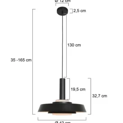 Retro hanglamp zwart en goud met glazen binnenkant - Flinter