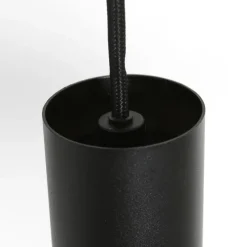 Retro hanglamp zwart en goud met glazen binnenkant - Flinter