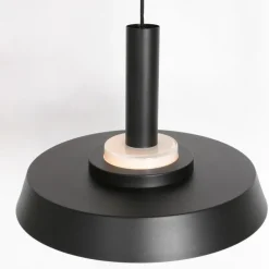 Retro hanglamp zwart en goud met glazen binnenkant - Flinter