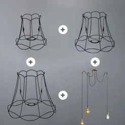 Retro hanglamp zwart 3-lichts - Granny Frame