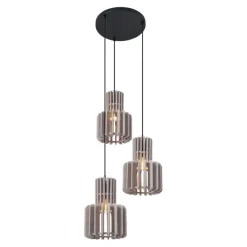 Retro hanglamp zwart met taupe 3-lichts - Felt