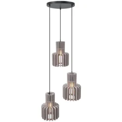 Retro hanglamp zwart met taupe 3-lichts - Felt