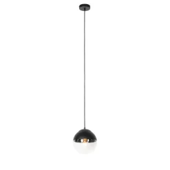 Retro hanglamp zwart met helder glas 20 cm - Eclipse