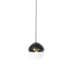 Retro hanglamp zwart met helder glas 20 cm - Eclipse