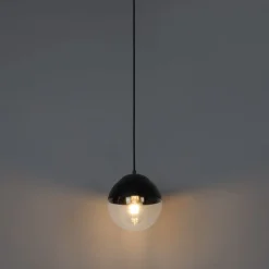 Retro hanglamp zwart met helder glas 20 cm - Eclipse