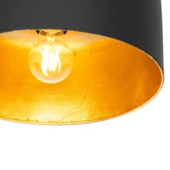 Retro hanglamp zwart met gouden binnenkant - Jinte