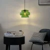 Retro hanglamp zwart met groen glas - Denise