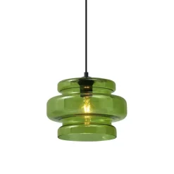Retro hanglamp zwart met groen glas - Denise