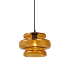 Retro hanglamp zwart met oranje glas - Denise