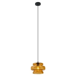 Retro hanglamp zwart met oranje glas - Denise