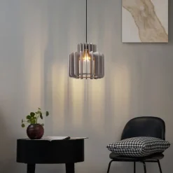 Retro hanglamp zwart met taupe kap - Felt