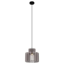 Retro hanglamp zwart met taupe kap - Felt