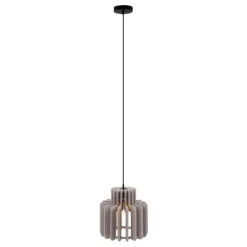 Retro hanglamp zwart met taupe kap - Felt