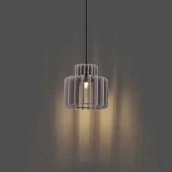 Retro hanglamp zwart met taupe kap - Felt