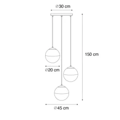 Retro hanglamp zwart met helder glas rond 3-lichts - Eclipse