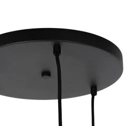 Retro hanglamp zwart met helder glas rond 3-lichts - Eclipse