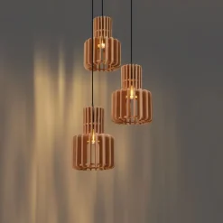 Retro hanglamp zwart met oranje 3-lichts - Felt