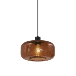 Retro hanglamp zwart met brons glas - Bizle